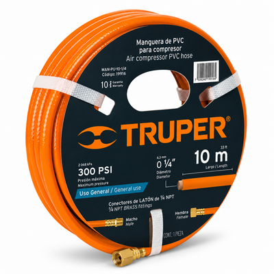 Manguera para Compresor 10 m 1/4" 300 PSI Truper ECOS