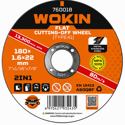 Disco de Corte Metal 7" x 1.6 x 22.2mm Wokin