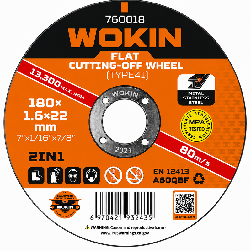 Disco de Corte Metal 7" x 1.6 x 22.2mm Wokin