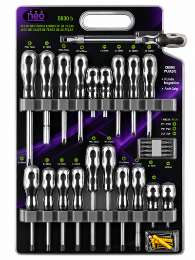Juego de Destornilladores 30 Piezas para Punta Imantada D830B NEO